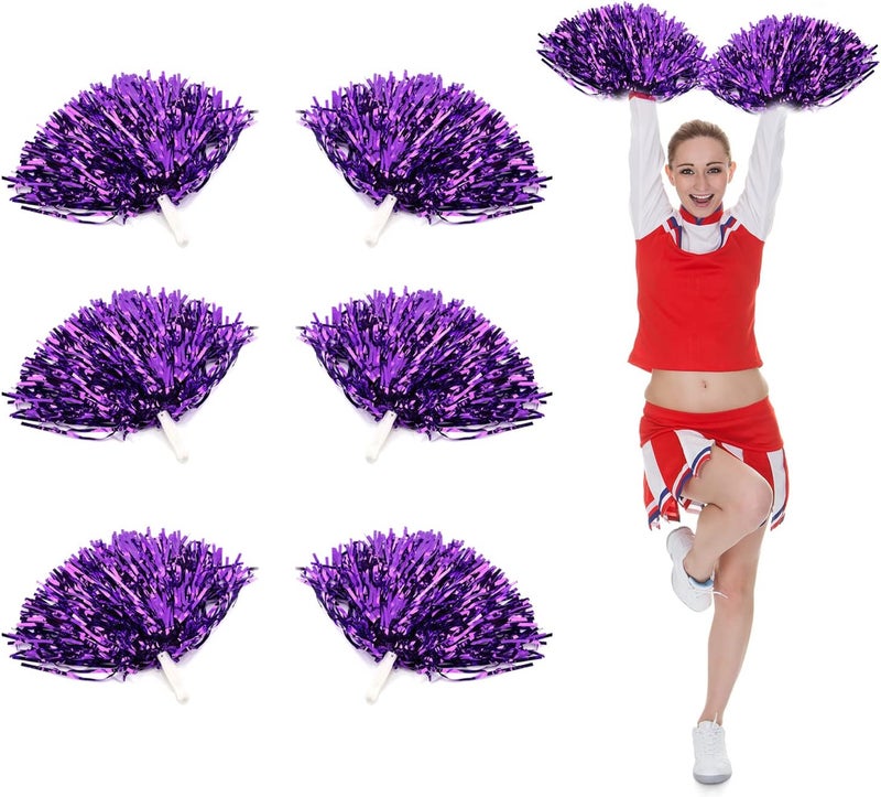 woobles Cheerleading Poms, Cheer Plastic Pom for Ball Fancy Dress Night Cheer Party Costume Sports Dance(Purple) - Image 1